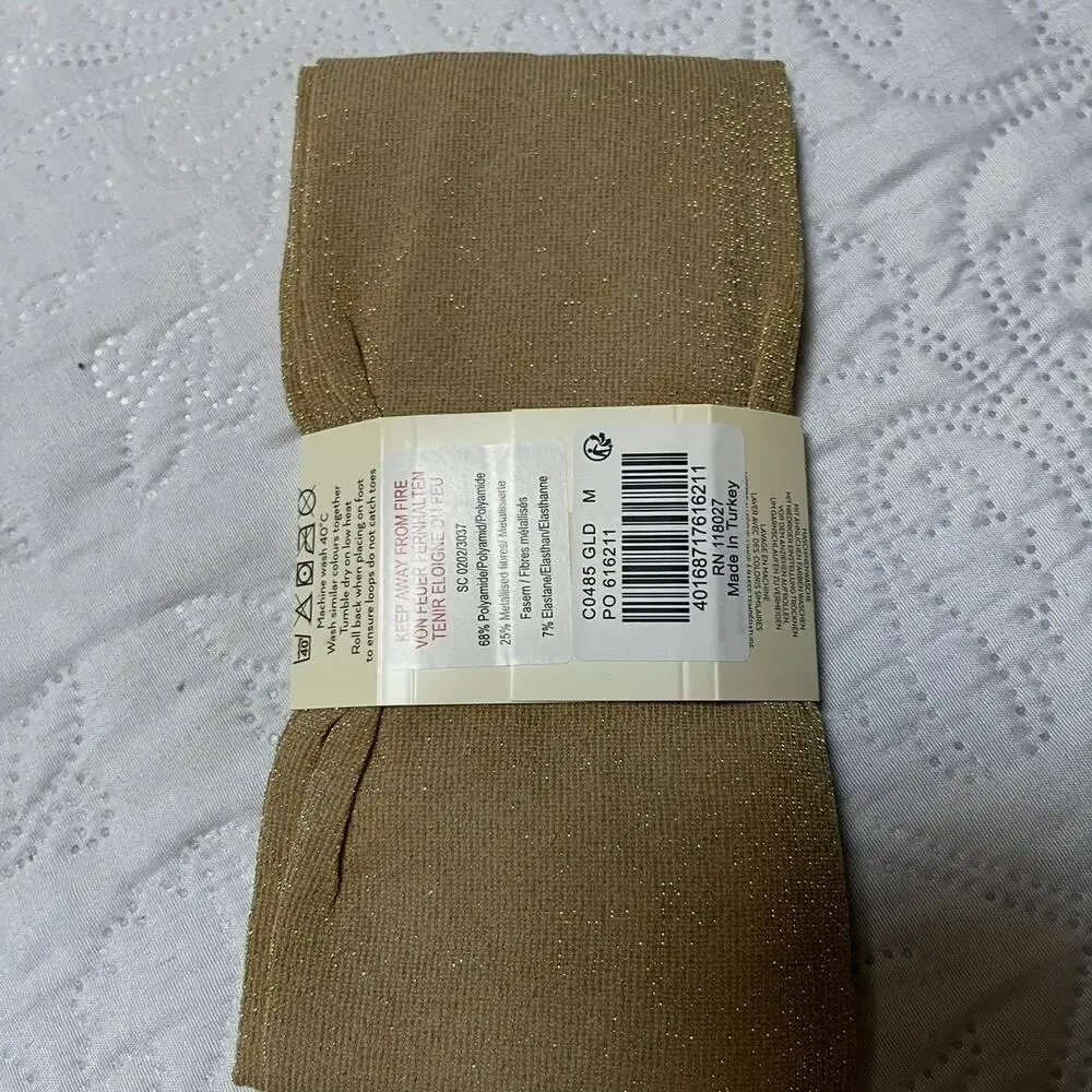 NWT Mini Boden Gold Sparkle Tights Size M